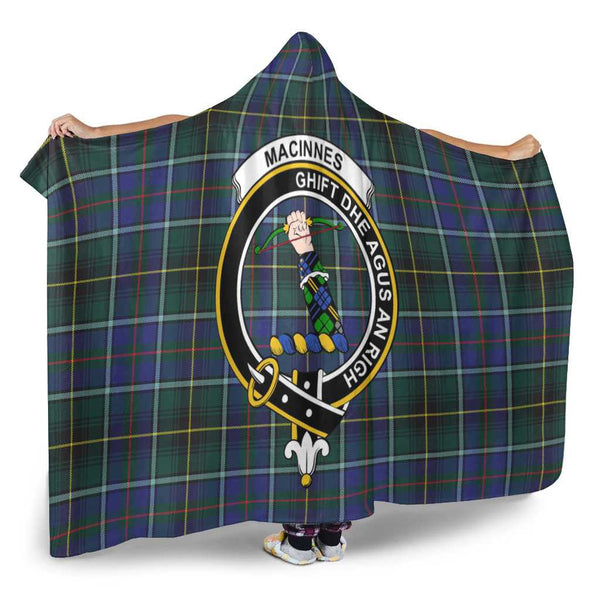 Scottish MacInnes Clan Crest Tartan Hooded Blanket Tartan Plaid 2