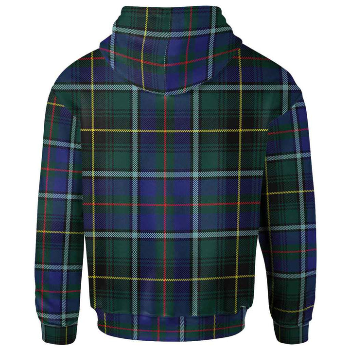 Scottish MacInnes Clan Crest Tartan Hoodie Back Side Tartan Plaid