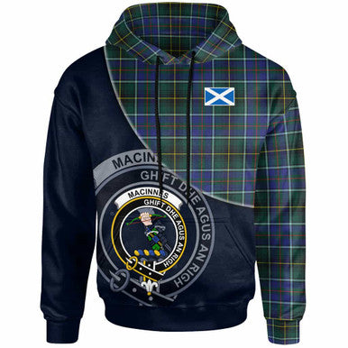 Scottish MacInnes Clan Crest Tartan Hoodie - Bend Style Front Side Tartan Plaid