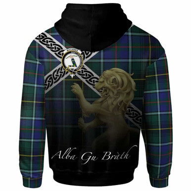 Scottish MacInnes Clan Crest Tartan Hoodie - Scotland Lion Back Side Tartan Plaid