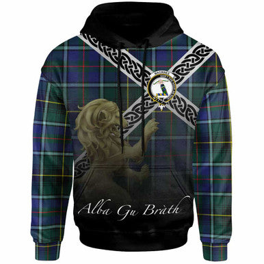 Scottish MacInnes Clan Crest Tartan Hoodie - Scotland Lion Front Side Tartan Plaid