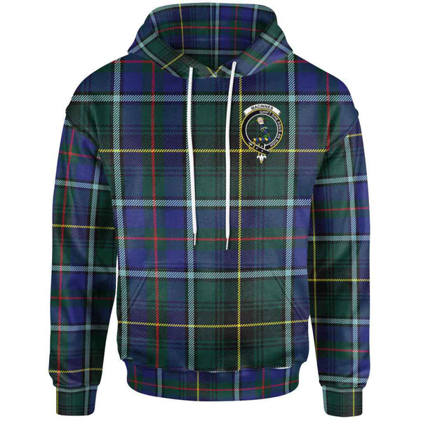 Scottish MacInnes Clan Crest Tartan Hoodie Front Side Tartan Plaid