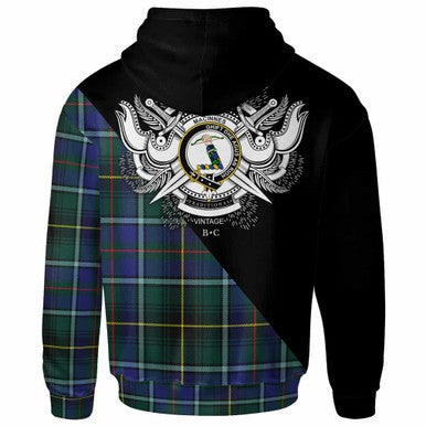 Scottish MacInnes Clan Crest Tartan Hoodie - Military Logo Back Side Tartan Plaid