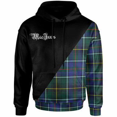Scottish MacInnes Clan Crest Tartan Hoodie - Military Logo Front Side Tartan Plaid