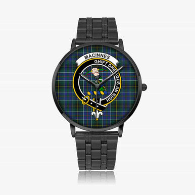Scottish MacInnes Clan Crest Tartan Instafamous Steel Quartz Watches Tartan Plaid Black 1