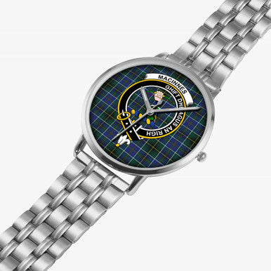 Scottish MacInnes Clan Crest Tartan Instafamous Steel Quartz Watches Tartan Plaid Silver 2