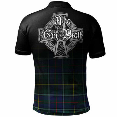 Scottish MacInnes Clan Crest Tartan Polo Shirt - Alba Gu Brath Family Crest Celtic Inspired Back Side Tartan Plaid