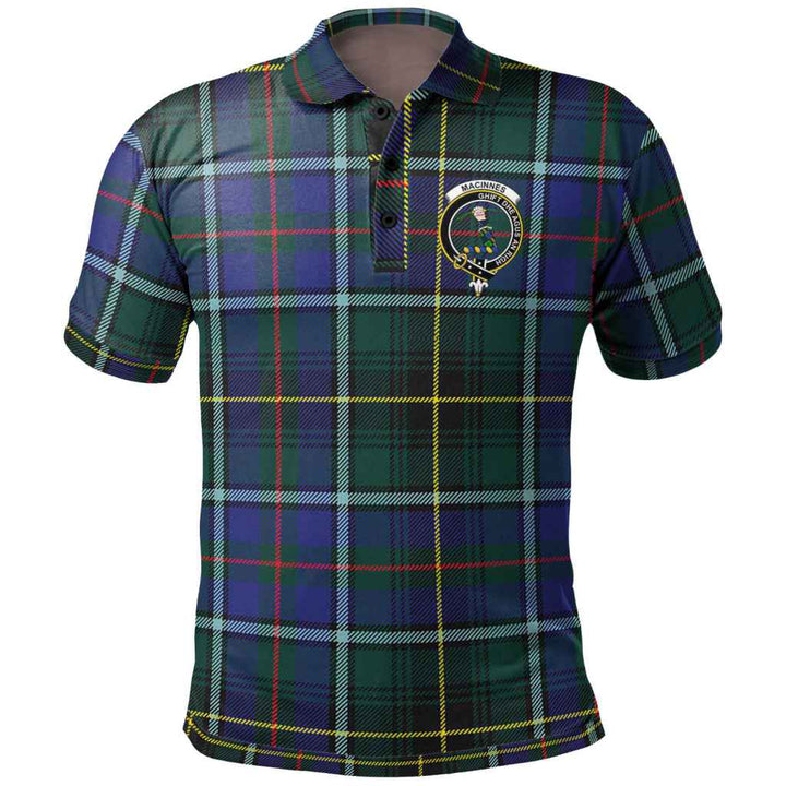 Scottish MacInnes Clan Crest Tartan Polo Shirt Front Side Tartan Plaid