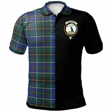 Scottish MacInnes Clan Crest Tartan Polo Shirt - Half in Me Front Side Tartan Plaid