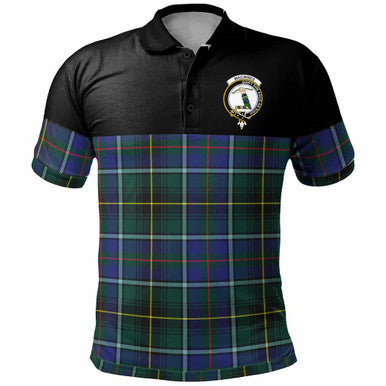 Scottish MacInnes Clan Crest Tartan Polo Shirt - Horizontal Style Front Side Tartan Plaid