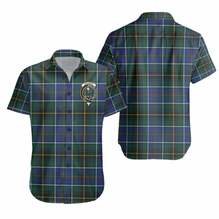 Scottish MacInnes Clan Crest Tartan Short Sleeve Shirt Tartan Plaid