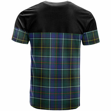Scottish MacInnes Clan Crest Tartan T-Shirt - Horizontal Style Back Side Tartan Plaid