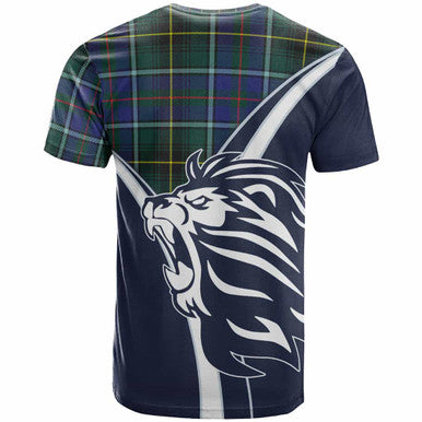 Scottish MacInnes Clan Crest Tartan T-Shirt - Bend Style Back Side Tartan Plaid