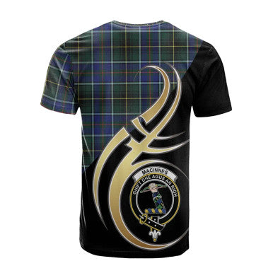 Scottish MacInnes Modern Clan Crest Tartan T-Shirt Believe in Me Back Side Tartan Plaid