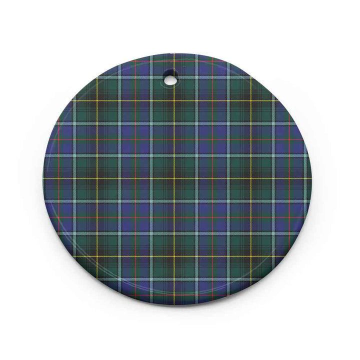 Scottish MacInnes Modern Clan Tartan Ceramic Ornament Circle Shape Tartan Plaid