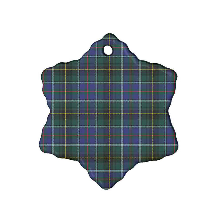 Scottish MacInnes Modern Clan Tartan Ceramic Ornament Snow Flake Shape Tartan Plaid