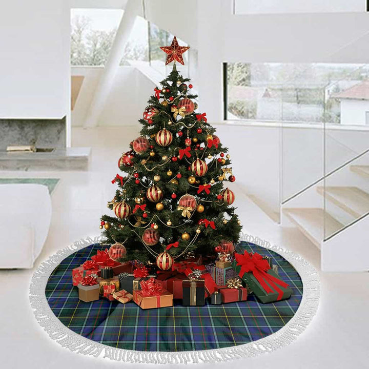 Scottish MacInnes Modern Clan Tartan Christmas Tree Skirt Tassels 3 Tartan Plaid