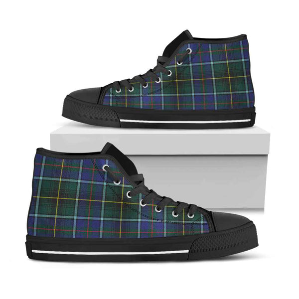 Scottish MacInnes Modern Clan Tartan High Top Shoes Black Sole Tartan Plaid