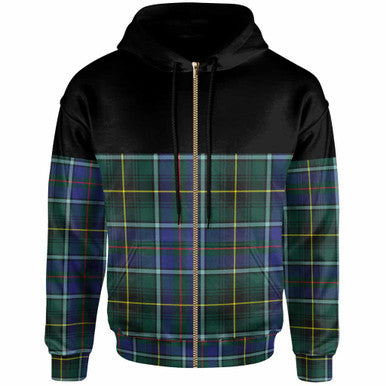 Scottish MacInnes Modern Clan Tartan Hoodie - Horizontal Style Zip Tartan Plaid