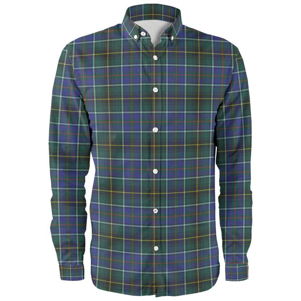 Scottish MacInnes Modern Clan Tartan Long Sleeve Shirt Front Side Tartan Plaid