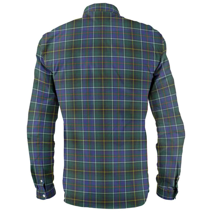 Scottish MacInnes Modern Clan Tartan Long Sleeve Shirt Back Side Tartan Plaid