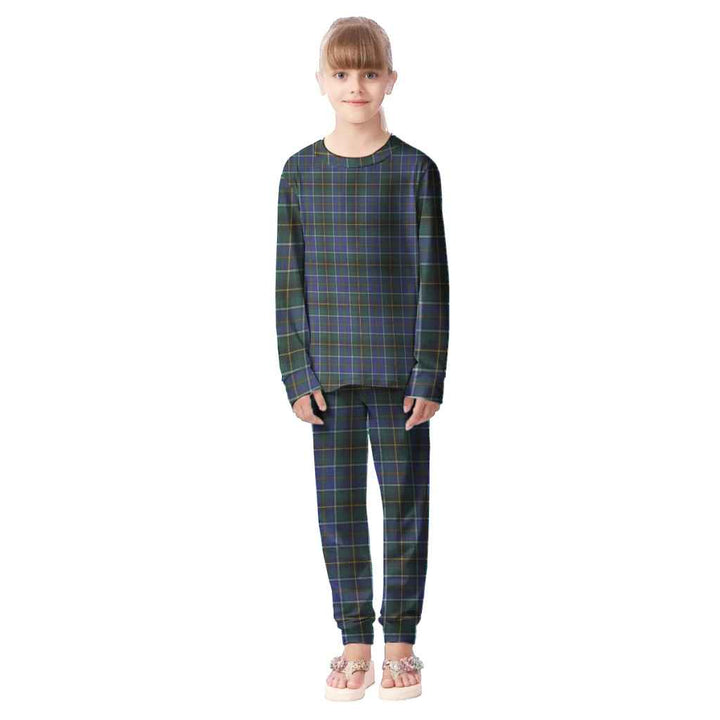 Scottish MacInnes Modern Clan Tartan Pajama Set Kid Front Side Tartan Plaid