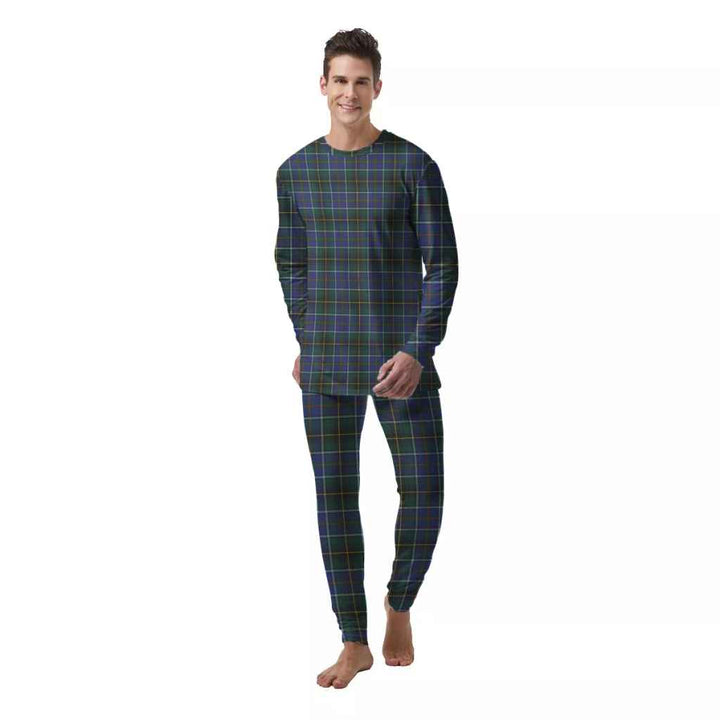 Scottish MacInnes Modern Clan Tartan Pajama Set  Men Front Side Tartan Plaid