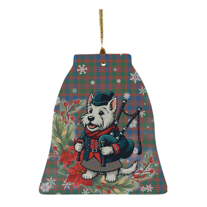 Scottish MacIntyre Ancient Clan Tartan Ceramic Ornament Cute Scottish Terrier Dog Bell Style Tartan Plaid