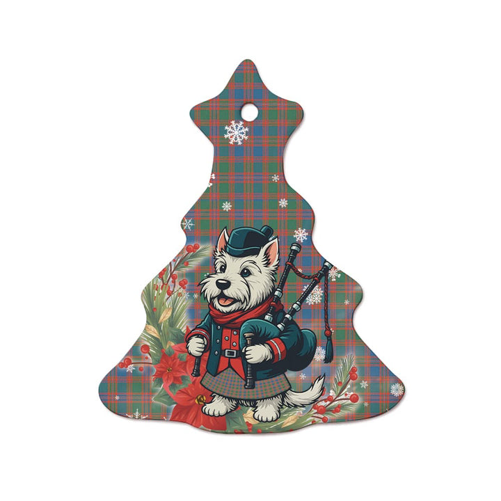Scottish MacIntyre Ancient Clan Tartan Ceramic Ornament Cute Scottish Terrier Dog Tree Style Tartan Plaid