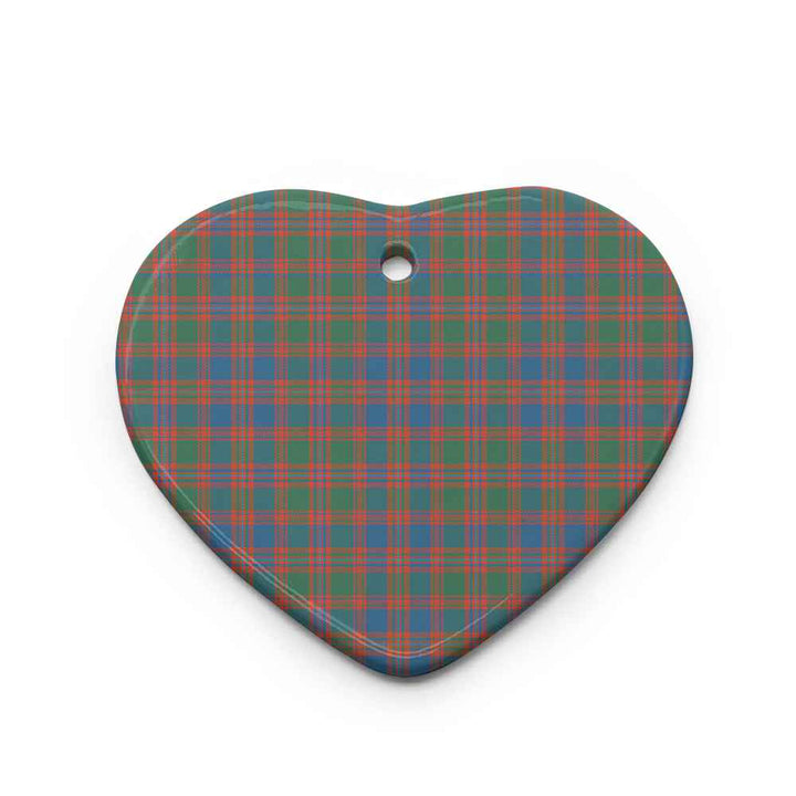Scottish MacIntyre Ancient Clan Tartan Ceramic Ornament Heart Shape Tartan Plaid