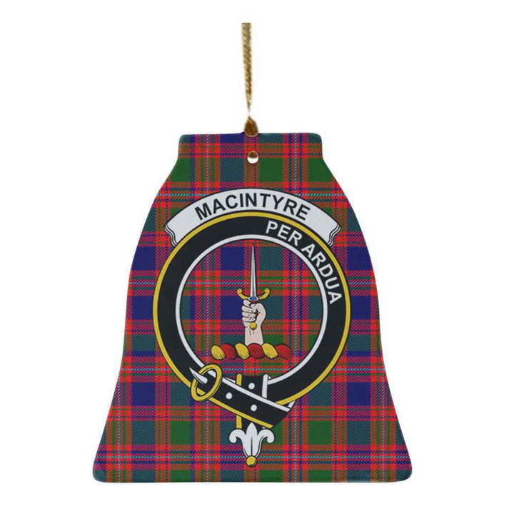 Scottish MacIntyre Clan Crest Tartan Ceramic Ornament Bell Shape Tartan Plaid