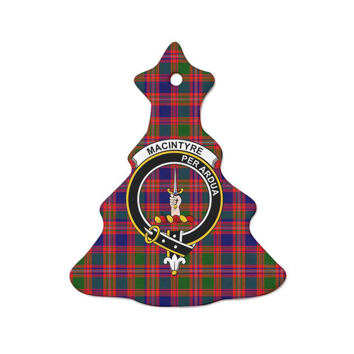 Scottish MacIntyre Clan Crest Tartan Ceramic Ornament Tree Shape Tartan Plaid