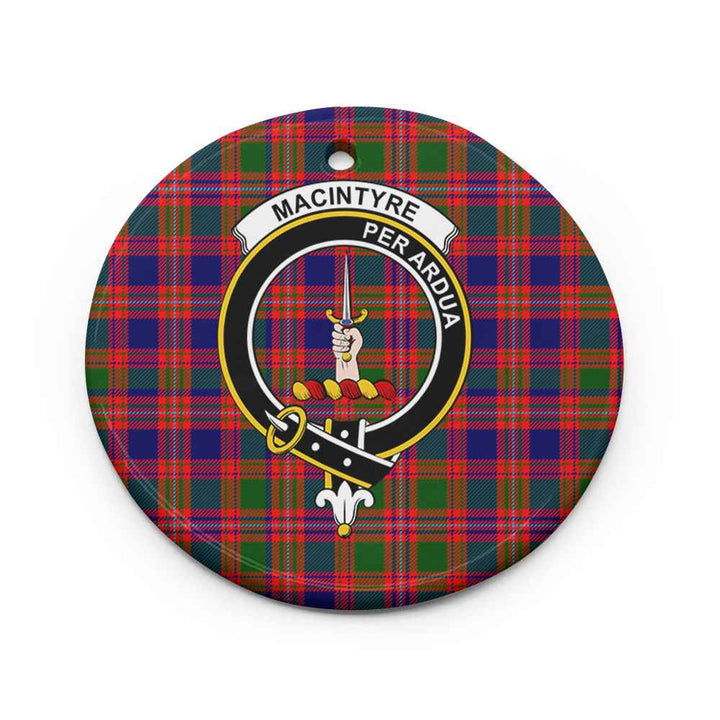 Scottish MacIntyre Clan Crest Tartan Ceramic Ornament Circle Shape Tartan Plaid
