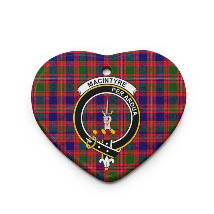 Scottish MacIntyre Clan Crest Tartan Ceramic Ornament Heart Shape Tartan Plaid