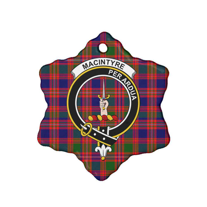 Scottish MacIntyre Clan Crest Tartan Ceramic Ornament Snow Flake Shape Tartan Plaid