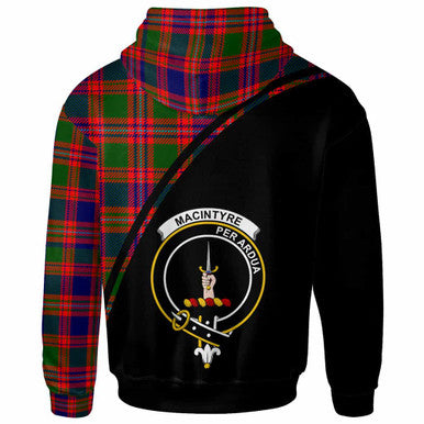 Scottish MacIntyre Clan Crest Tartan Curve Hoodie Back Side Tartan Plaid