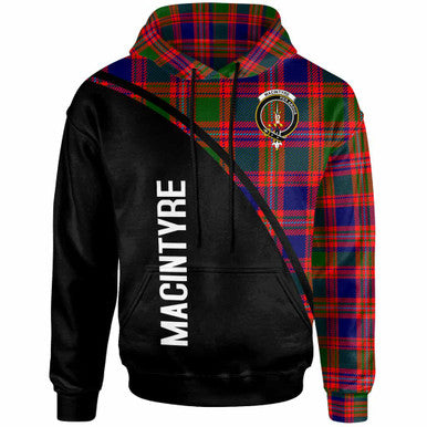 Scottish MacIntyre Clan Crest Tartan Curve Hoodie Front Side Tartan Plaid