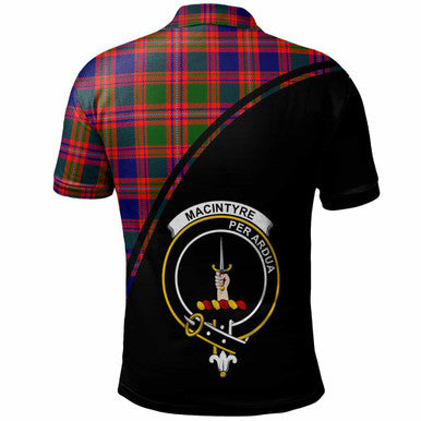 Scottish MacIntyre Clan Crest Tartan Curve Polo Shirt Back Side Tartan Plaid