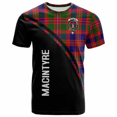 Scottish MacIntyre Clan Crest Tartan Curve T-Shirt Front Side Tartan Plaid