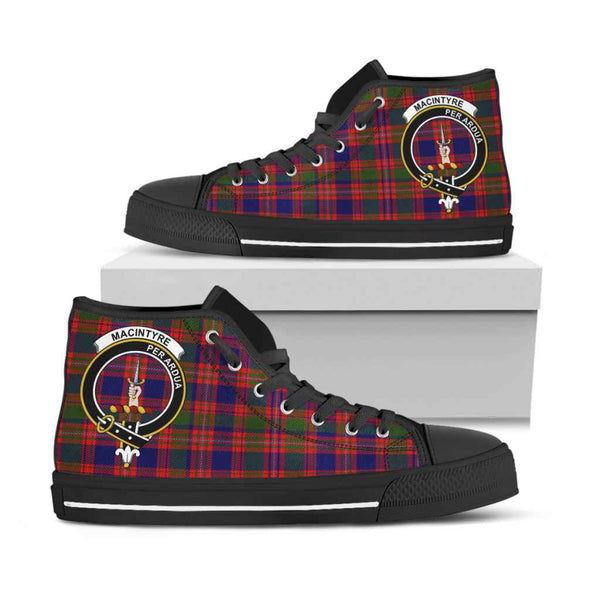 Scottish MacIntyre Clan Crest Tartan High Top Shoes Black Sole Tartan Plaid