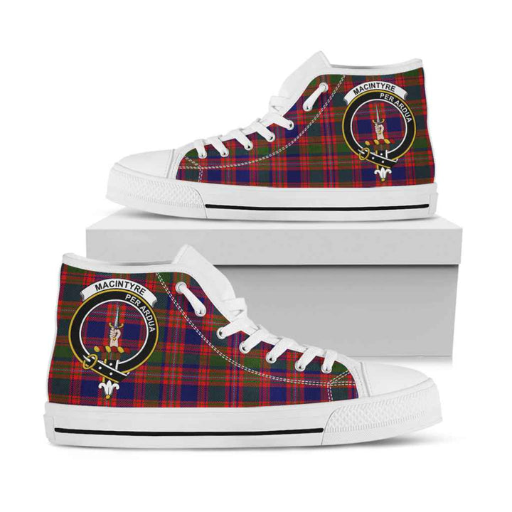 Scottish MacIntyre Clan Crest Tartan High Top Shoes White Sole Tartan Plaid