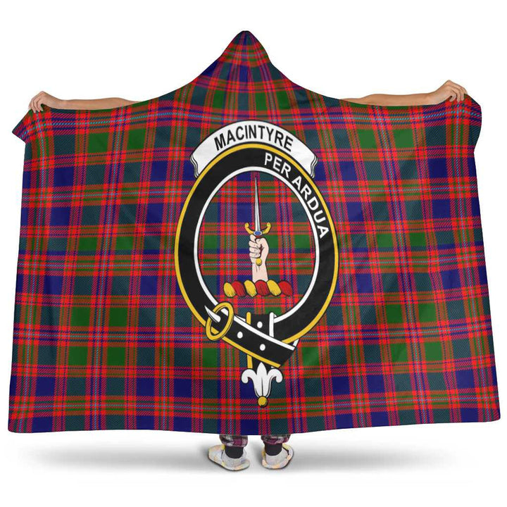 Scottish MacIntyre Clan Crest Tartan Hooded Blanket Tartan Plaid 1