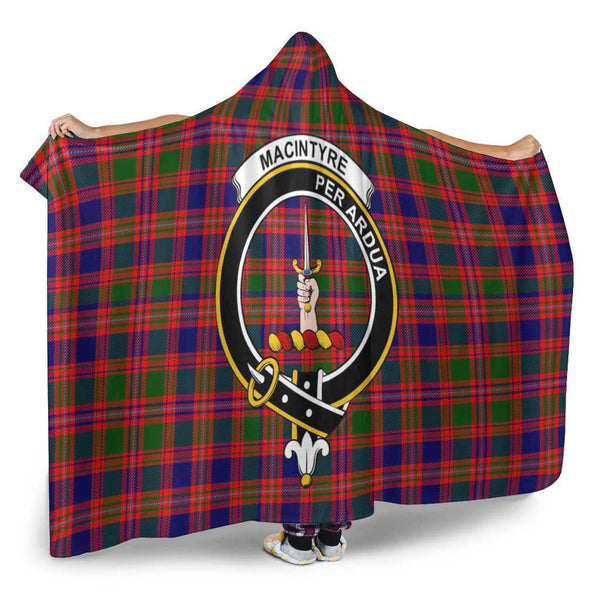 Scottish MacIntyre Clan Crest Tartan Hooded Blanket Tartan Plaid 2