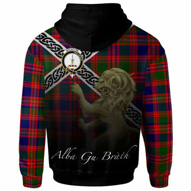 Scottish MacIntyre Clan Crest Tartan Hoodie - Scotland Lion Back Side Tartan Plaid