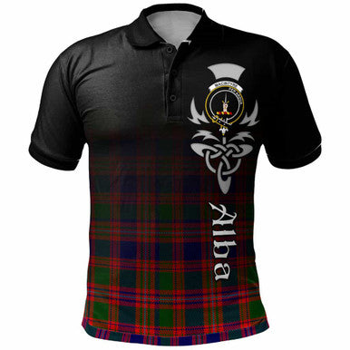 Scottish MacIntyre Clan Crest Tartan Polo Shirt - Alba Gu Brath Family Crest Celtic Inspired Front Side Tartan Plaid