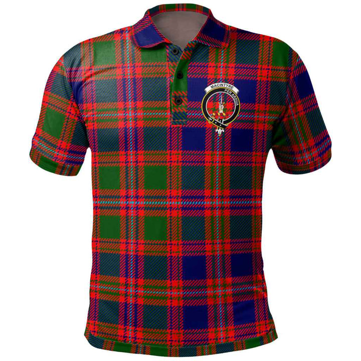 Scottish MacIntyre Clan Crest Tartan Polo Shirt Front Side Tartan Plaid