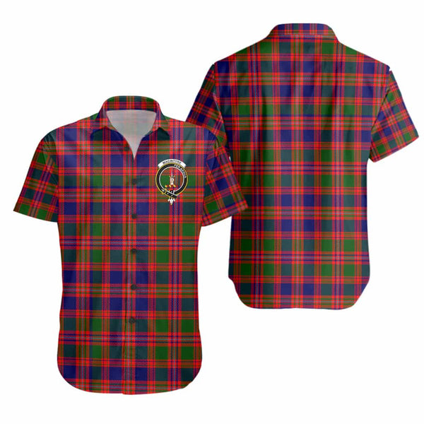 Scottish MacIntyre Clan Crest Tartan Short Sleeve Shirt Tartan Plaid