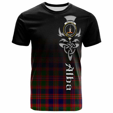 Scottish MacIntyre Clan Crest Tartan T-Shirt - Alba Gu Brath Family Crest Celtic Inspired Front Side Tartan Plaid
