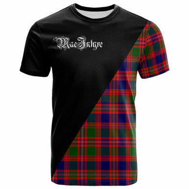 Scottish MacIntyre Clan Crest Tartan T-Shirt - Military Logo Front Side Tartan Plaid