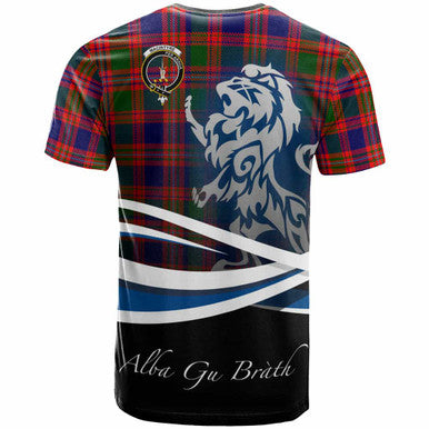 Scottish MacIntyre Clan Crest Tartan T-Shirt - Scotland Lion Back Side Tartan Plaid